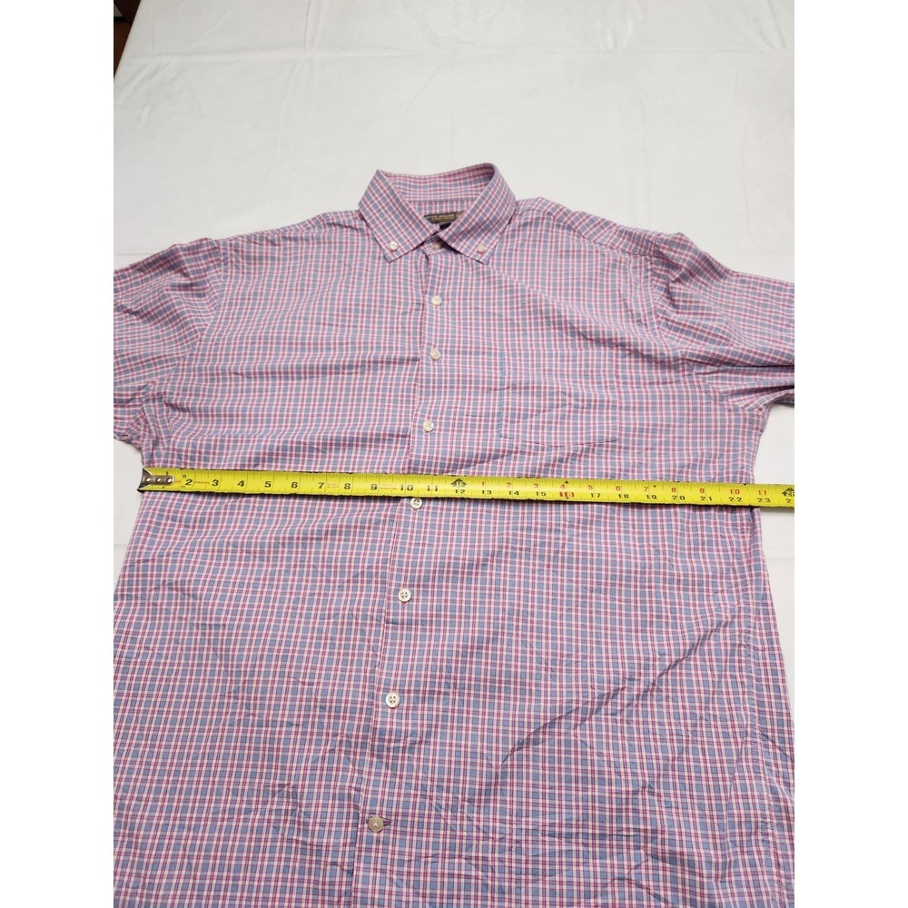 Peter Millar Summer Comfort Shirt Mens Large Pink Plaid Stretch Button Up Casual - Picture 6 of 12